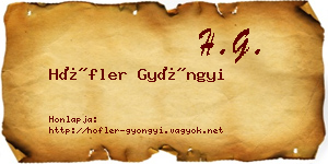 Höfler Gyöngyi névjegykártya